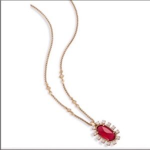 Kendra Scott Brett Adjustable Gold Red Pendant Necklace NWT Gift Jewelry